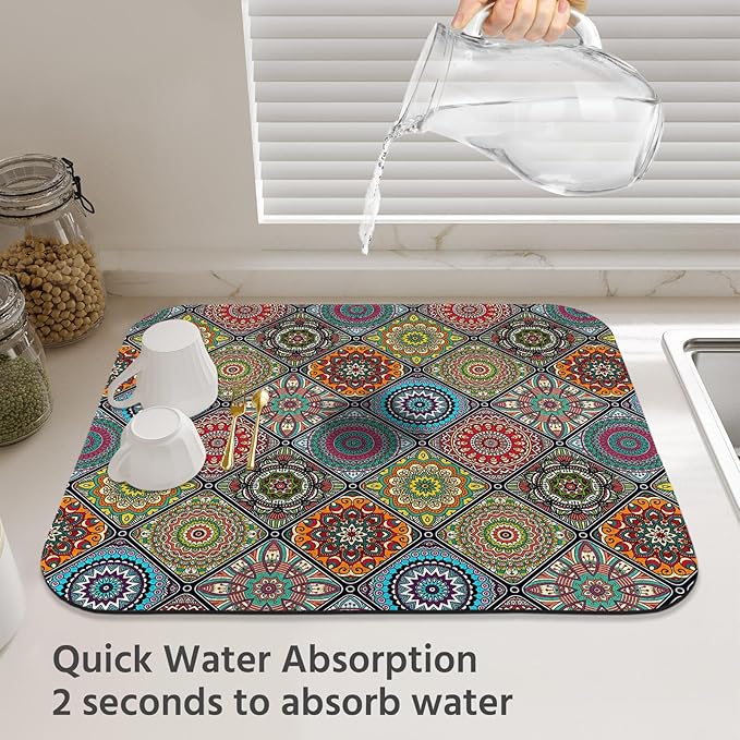Dish Drying Mat for Kitchen Counter 18x24 Inch, Super Absorbent Dish Drainer Mat - Image 3