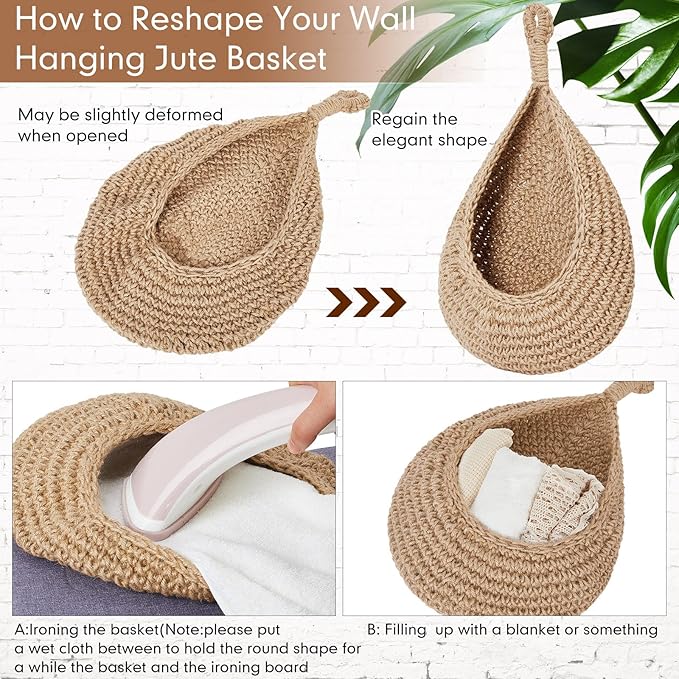 Honeydak Boho Decor Hanging Wall Baskets - Image 3
