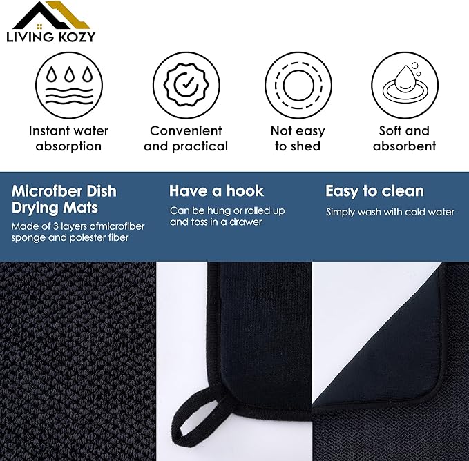 Dish Drying Mat, Microfiber Ultra-Absorbent Kitchen Counter Mat, Ideal Dish - Image 6