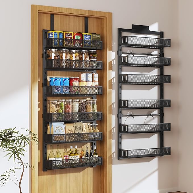 Pantry Door Organizers and Storage, 6-Tier Large Wide Metal Heavy-Duty Frame by DAOTENGQL