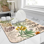 Dish Drying Mat Vibrant Bouquet of Spring Flowers Kitchen Mat 12"x19" Bsorbent by Unknown