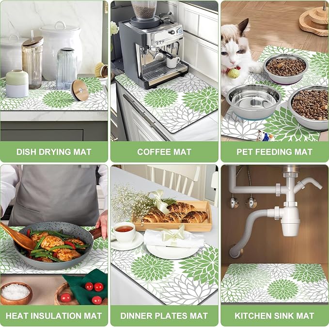 Findosom 2PCS 17" x 32" Dish Drying Mat & 24" x 5.5" Sink Splash Guard - Image 6