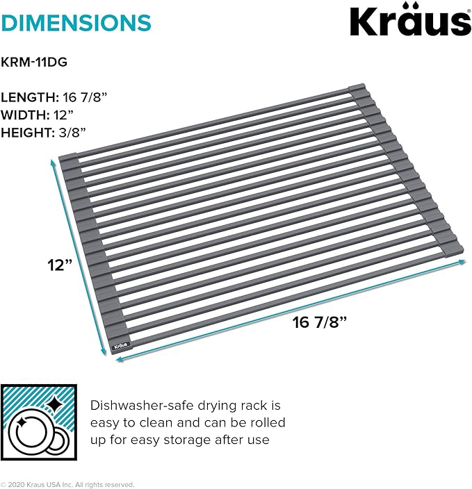 Kraus Multipurpose Workstation Sink Roll-Up Dish Drying Rack, Colander and - Image 5