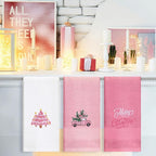 3 Pcs Pink Christmas Hand Towels - Image 5