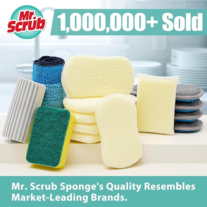 Sponges Kitchen Scrub Dish Sponge Scouring Pad, 24 Pack Cleaning Brush Scrubber - Image 9