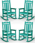 Ciokea Oversized Outdoor Rocking Chairs Set of 4, 380lbs Heavy-Duty Large Patio Rocker, High Back Cozy Porch Chairs, Weather Resistant Patio Rocking Chairs for Outside, Fire Pit, Deck, Aruba Blue by CIOKEA