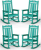 Ciokea Oversized Outdoor Rocking Chairs Set of 4, 380lbs Heavy-Duty Large Patio Rocker, High Back Cozy Porch Chairs, Weather Resistant Patio Rocking Chairs for Outside, Fire Pit, Deck, Aruba Blue by CIOKEA