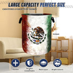 Vintage Mexican Flag Laundry Basket Oxford Cloth Foldable Mexico Laundry Hamper - Image 3