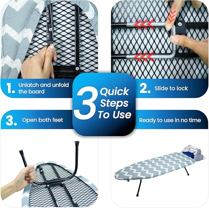 Metal Mesh Panel Tabletop Ironing Board | Foldable Iron Board | Heavy Duty - Image 7