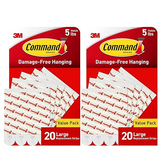 Command Indoor Large Replacement Strips, Holds up to 5 lb, 40 Adhesive Strips – by Command