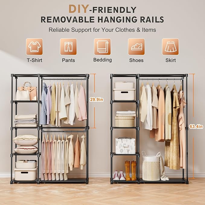 Portable Closet, Freestanding Wardrobe Closet Organizers and Storage, Open - Image 3