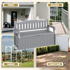 80-Gallon Outdoor Storage Bench, Waterproof Deck Box with Lockable Lid & Armrests for Patio, Garden, Pool, Gray - Image 5