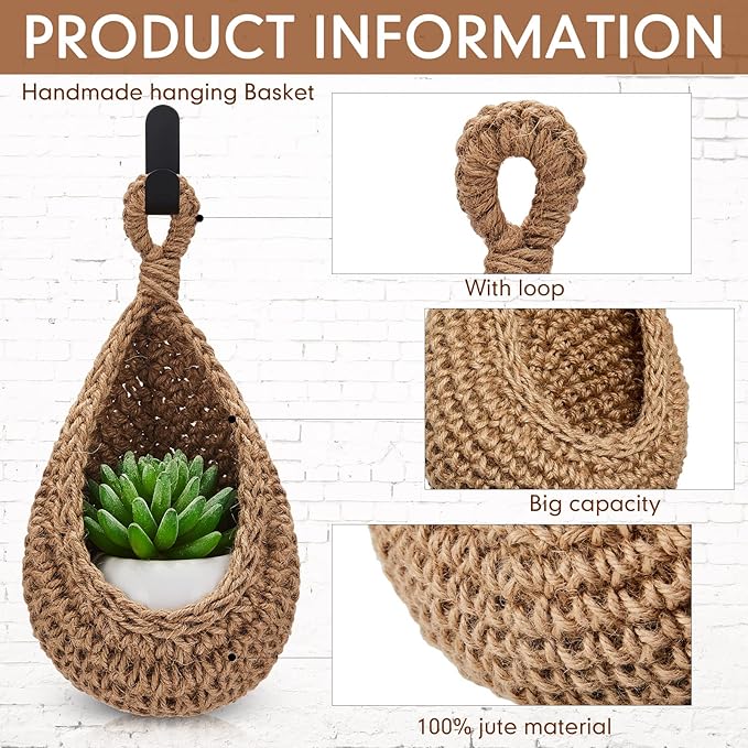 Honeydak Boho Decor Hanging Wall Baskets - Image 2