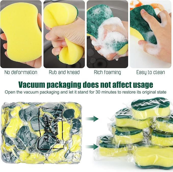 Tanlade 240 Pcs Individually Wrapped Sponges Kitchen Bulk Non Scratch Scouring - Image 3