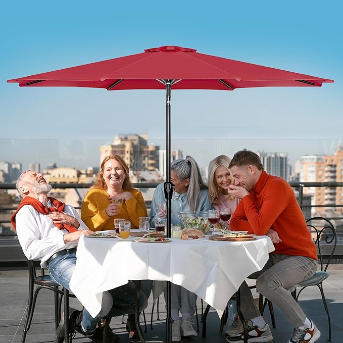 Simple Deluxe 9' Patio Umbrella Outdoor Table Market Yard Umbrella with Push Button Tilt/Crank - Image 7