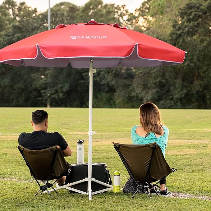 AMMSUN Shade Umbrella, Premium Portable Umbrella with Stand, 6.5ft Lightweight Free Standing Canopy for Sporting Games, Adjustable Instant Sun Protection and Easy to Carry, Pink - Image 2