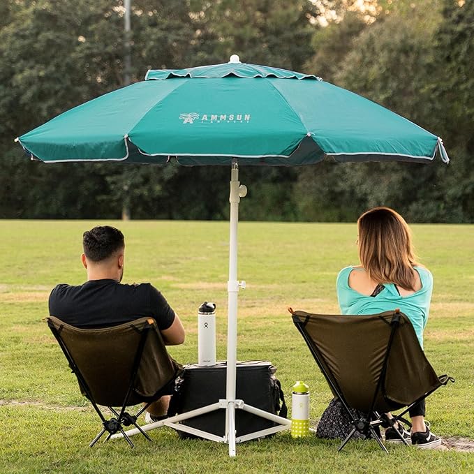 AMMSUN Shade Umbrella, Premium Portable Umbrella with Stand, 6.5ft Lightweight Free Standing Canopy for Sporting Games, Adjustable Instant Sun Protection and Easy to Carry, Turquoise - Image 2