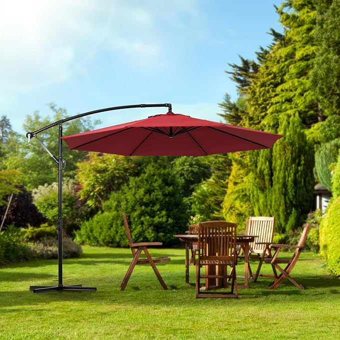 Backyard Expressions 10FT Cantilever Patio Umbrella – Outdoor Offset Hanging Umbrella with Smooth Crank, Tilt Adjustment & UV Protection – Heavy-Duty Steel Frame (Base Not Included) - Image 4