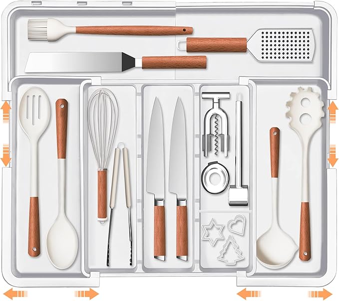 Large Utensil Drawer Organizer Expandable Silverware Organizer by Spaclear