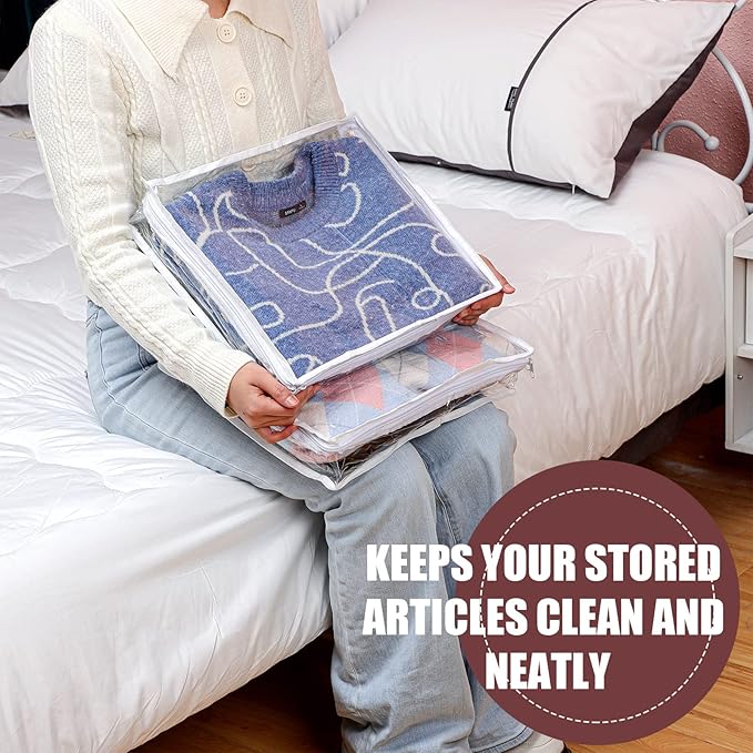 Hoolerry 6 Pieces Sweater Storage Bags Plastic Clear PVC Clothes Storage Bags - Image 4