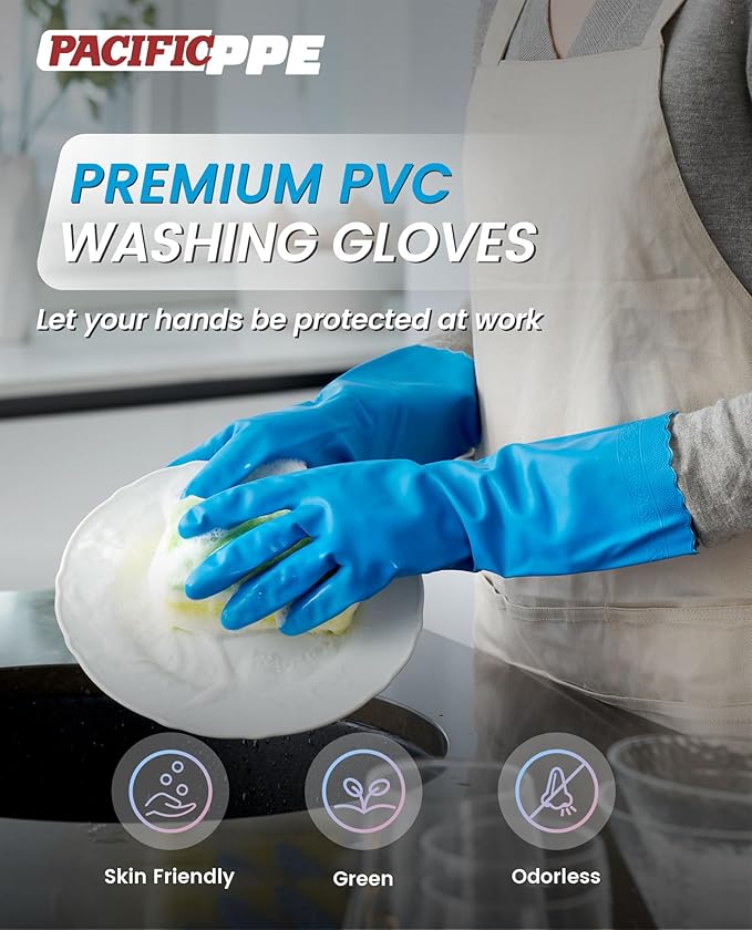 PACIFIC PPE 2 Pairs Reusable Dishwashing Cleaning Gloves - Image 2