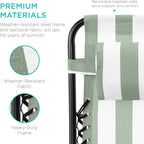 Best Choice Products Set of 2 Adjustable Steel Mesh Zero Gravity Lounge Chair Recliners w/Pillows and Cup Holder Trays - Sage Green Striped - Image 6