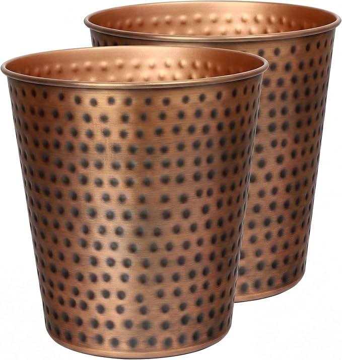 happimess HPM1110B-SET2 Axel Modern Minimalist Hammered Steel 2 Gal Waste Bin by Happimess