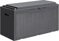 Greesum 100 Gallon Resin Deck Box Large Outdoor Storage with Cushions for Patio Furniture, Garden Tools, Pool Supplies, Weatherproof and UV Resistant, Lockable,Gray by BuynowfromGreesum