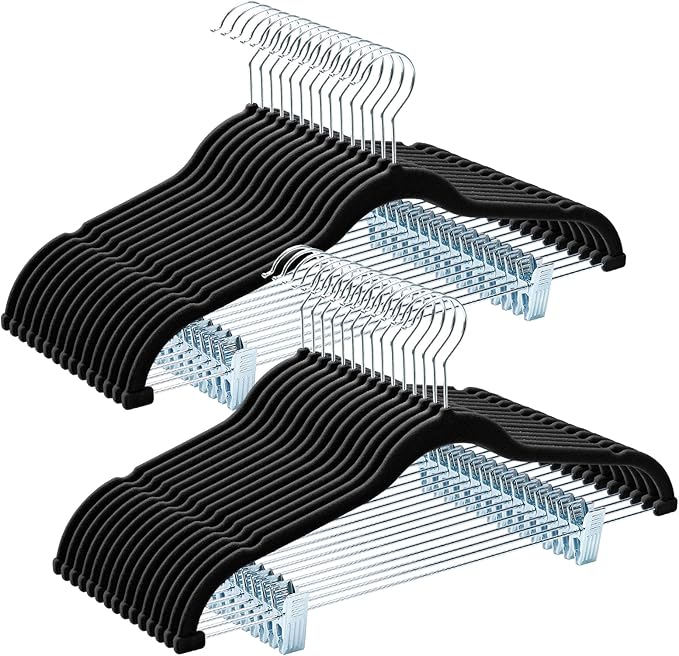 HOUSE DAY Velvet Hangers with Adjustable Clips 30 Pack, Non-Slip Suit Organizer by HOUSEDAY