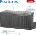 EasyUp 85 Gallon Outdoor Storage Box, Resin Waterproof UV-Resistant Deck Box, Reinforced Stability for Patio, Garden, and Poolside, Striped Black - Image 3