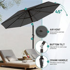 AreShark 9 FT Patio Umbrella for Outdoor, Outdoor Table Umbrella with Push Button Tilt and Crank, Outdoor Patio Umbrellas with 8 Sturdy Ribs for Market, Garden, Pool (Gray) - Image 5