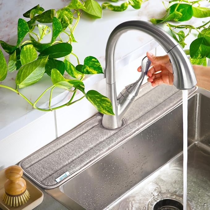Ternal Original SINKMAT 24in XL Faucet Splash Guard Extra Long Microfiber Sink by TernalProducts