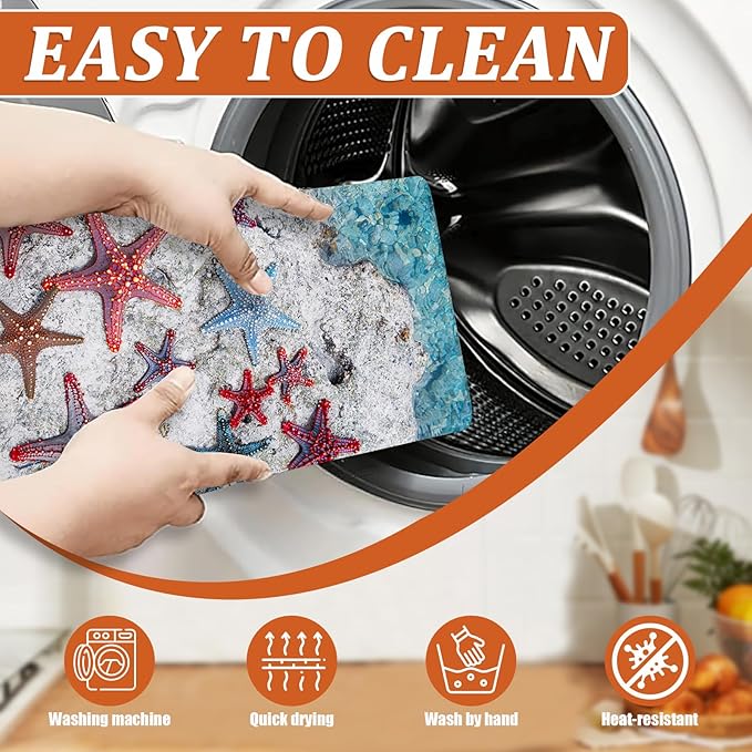 Sea Stars Dish Drying Mat for Kitchen Counter Microfiber Absorbent Dish Kitchen - Image 4