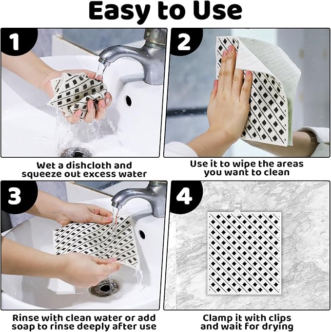 6 Pack Swedish Dishcloths for Kitchen, Swedish Rags Dish Towels - Image 6