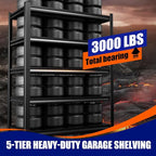 71" H-46 W Garage Shelving Heavy Duty Storage Shelves, Metal Adjustable Shelving Unit, Utility Garage Organizer Shelf for Basement, Pantry, Kitchen, Warehouse, 20" D x 46" W x 71.2" H, Black - Image 4