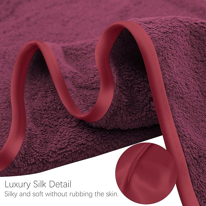 TENSTARS Microfiber Coral Velvet Luxury Silk Hemming Towel Set - Image 6