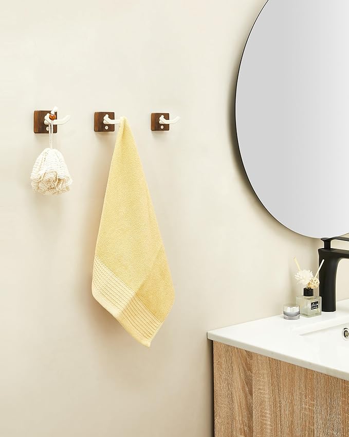 3 Pack White Wall Coat Hook Rack, Modern Coat Hooks Black Walnut Wood Black - Image 3