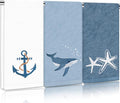 3Pcs Nautical Hand Towels Cotton Embroidered Bathroom Towels Anchor Starfish by FYSUIMU