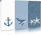 3Pcs Nautical Hand Towels Cotton Embroidered Bathroom Towels Anchor Starfish by FYSUIMU