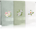 Magnolia Floral Hand Towels Farmhouse Green White Magnolia Bathroom Decor 14x29 by Tingjoo