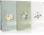 Magnolia Floral Hand Towels Farmhouse Green White Magnolia Bathroom Decor 14x29 by Tingjoo