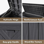 Devoko 120 Gallon Deck Box Resin Outdoor Storage Box Waterproof for Patio, Large Outdoor Storage Bench Lockable for Outside (Grey) - Image 7