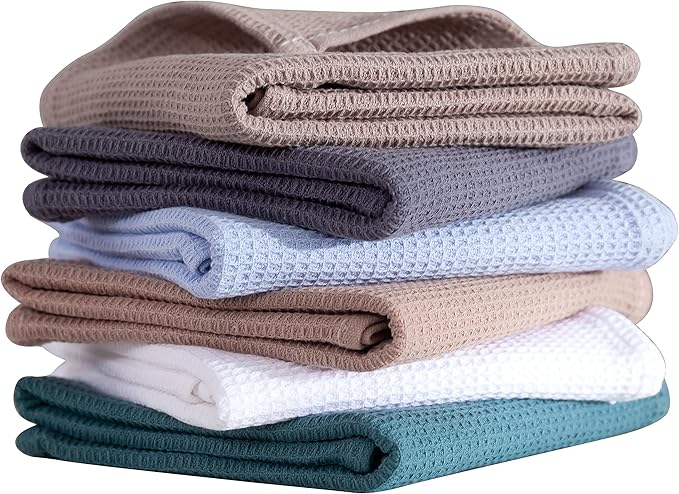 QUILTINA Dish Towels Set, 100% Cotton Waffle Weave Kitchen Towels 6 Pack - Image 8