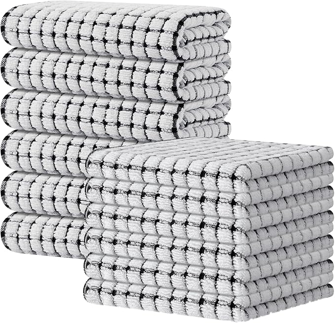 Kitinjoy Cotton 12 Pack Kitchen Towels and Dishcloths Sets, 16 x 25 Inch & 12 X by Kitinjoy