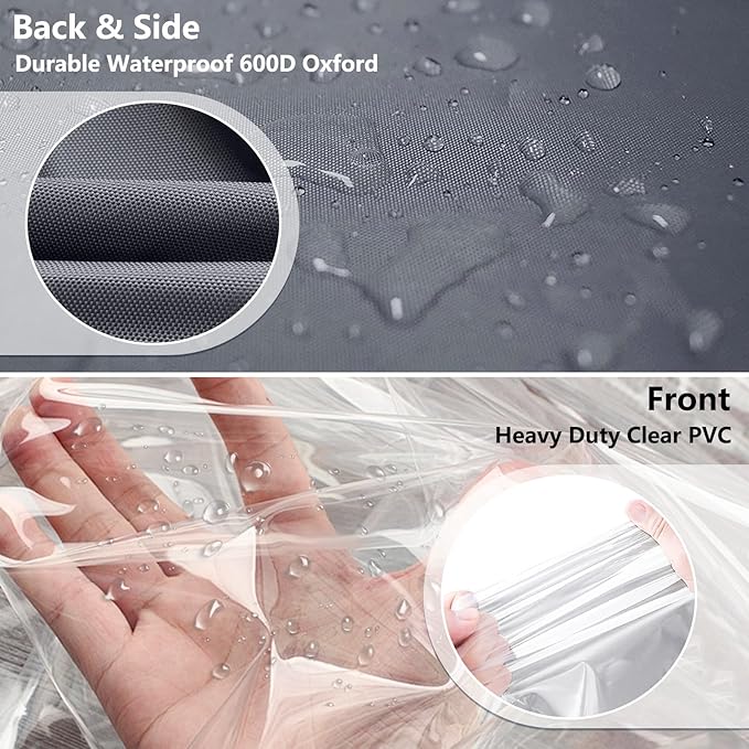 Waterproof Shelf Cover,600D Heavy Duty Dustproof Storage Wire Rack Covers,Outdoor Shelving Covers for Wire Shelves with Zipper 48''x18''x72'',Clear Front. - Image 4