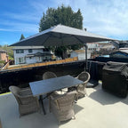 PURPLE LEAF 9 Feet Patio Umbrella with Base Outdoor Cantilever Square Umbrella Aluminum Offset Umbrella with 360-degree Rotation for Garden Deck Pool Patio Light Grey by PURPLELEAF