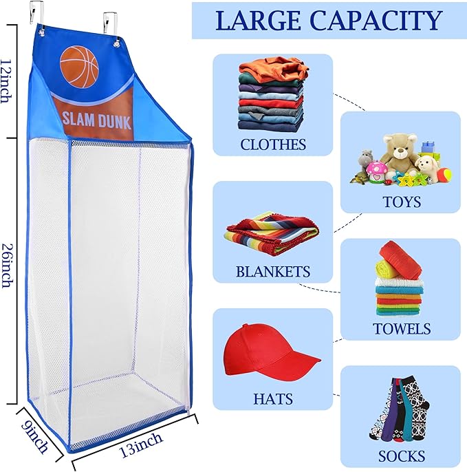 SPINFOX 2 Pack Over the Door Laundry Hamper, Hanging Basketball Laundry Hamper - Image 4