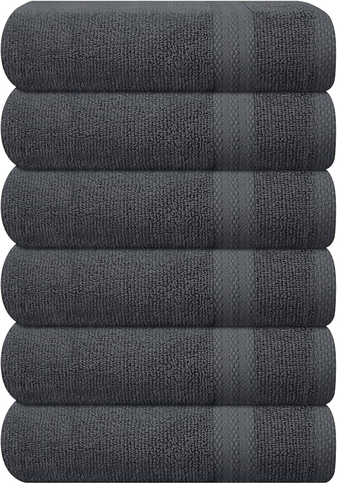 GLAMBURG Ultra Soft 6-Piece Hand Towel Set 16x28-100% Ringspun Cotton by GLAMBURG