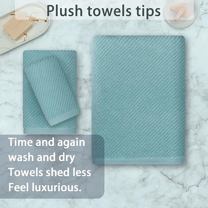 VOOVA & MOVAS Bathroom Towels Set, 100% Cotton | Quick Dry | Soft | Thick - Image 4