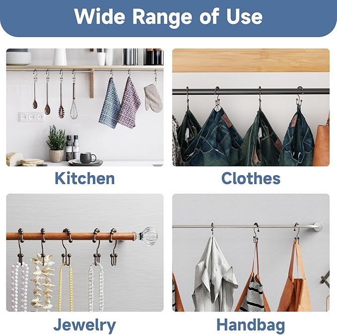 Titanker Shower Curtain Hooks Rings, Rust Resistant Metal Double Glide Shower - Image 4